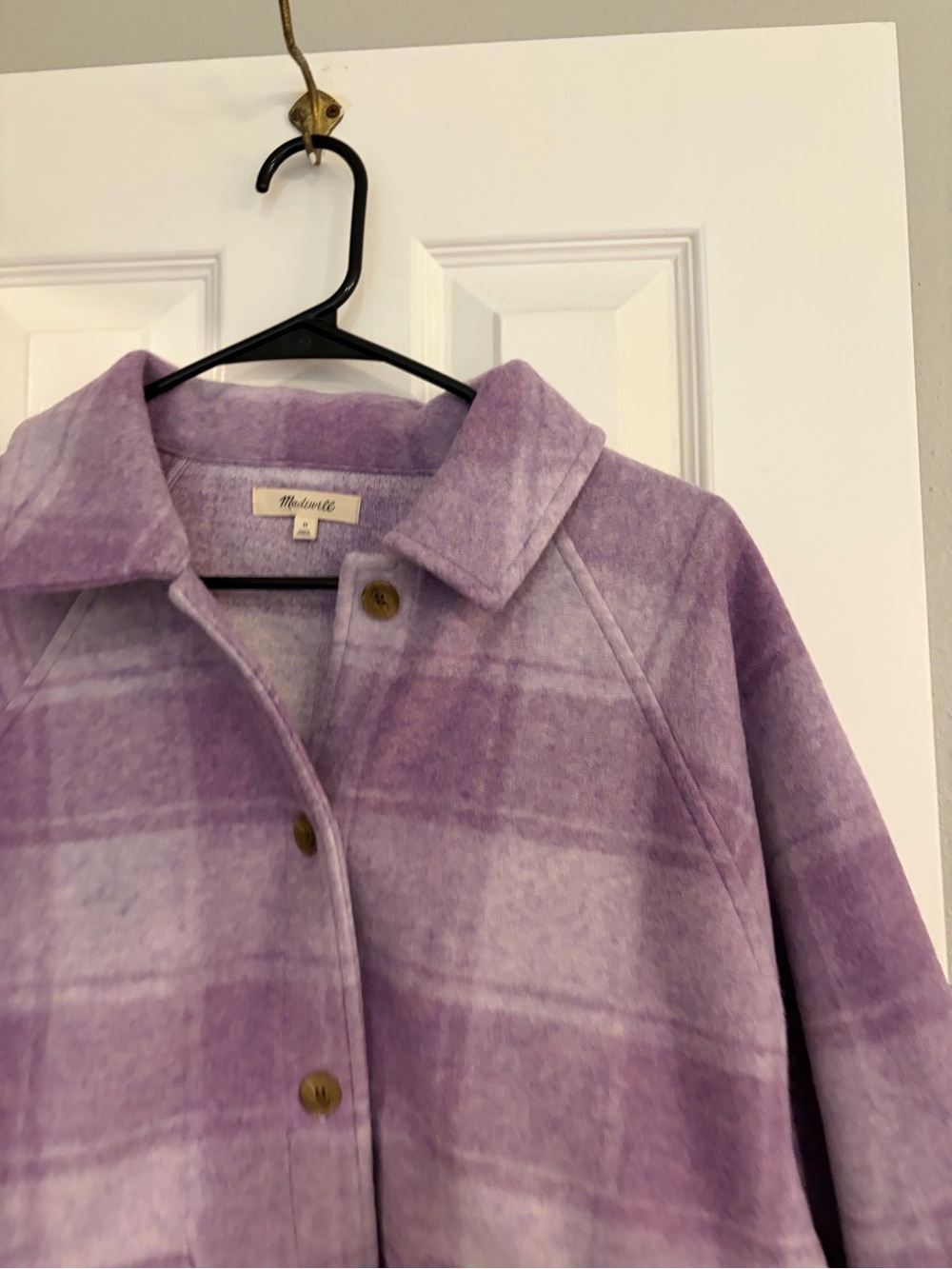 Madewell Brushed Plaid Shacket Lavender Ombre Medium - Picture 6 of 10